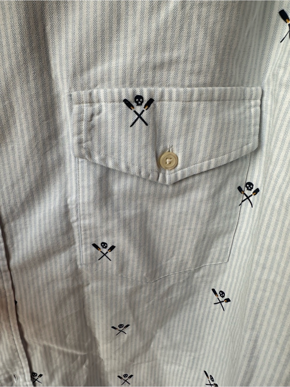Ralph Lauren Skull Oars Striped Oxford Shirt XL Tall Blue White Rowing Yachting - Picture 5 of 9